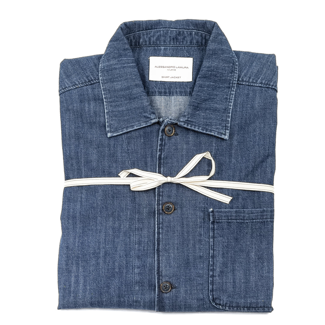Giacca Camicia in Denim Blu