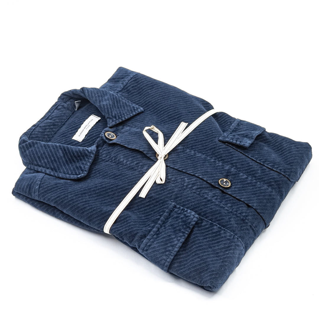 Giacca in Velluto a Coste Blu Navy con Tasche