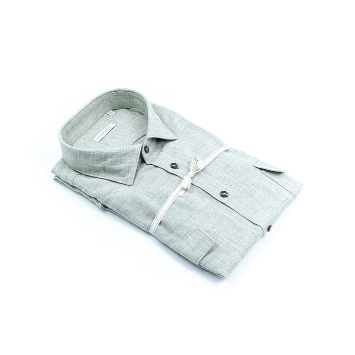Camicia Overshirt in Twill di flanella – Collo Italiano con contrasti