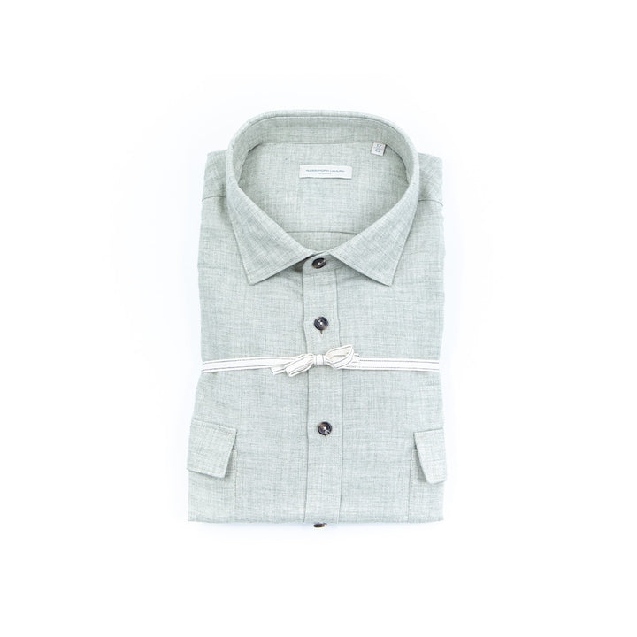 Camicia Overshirt in Twill di flanella – Collo Italiano con contrasti