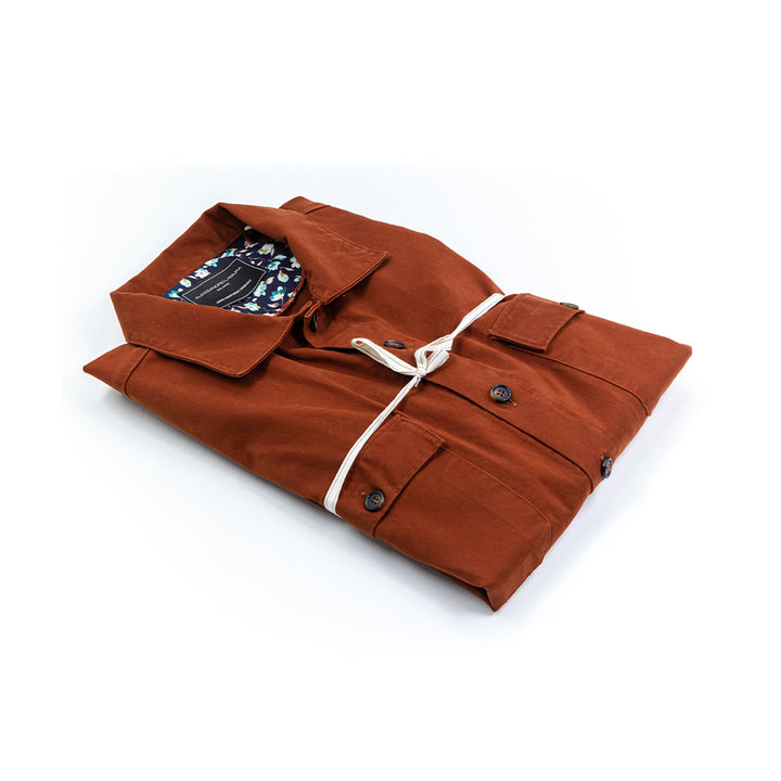 Camicia Overshirt in Gabardine doppia – Collo Italiano con contrasti