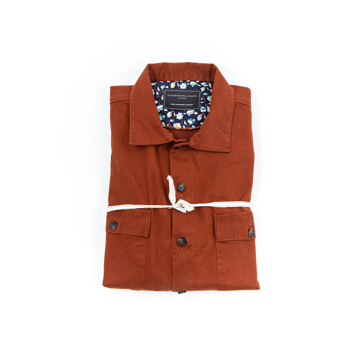 Camicia Overshirt in Gabardine doppia – Collo Italiano con contrasti