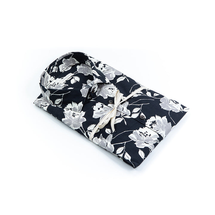 Camicia Di Cotone Stampa Rose – Collo italiano