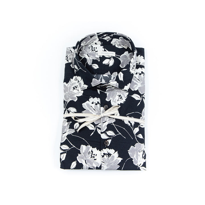 Camicia Di Cotone Stampa Rose – Collo italiano