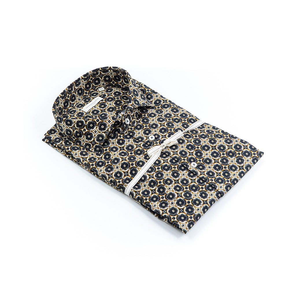 Camicia Di Cotone Stampa Geometrica – Collo francese