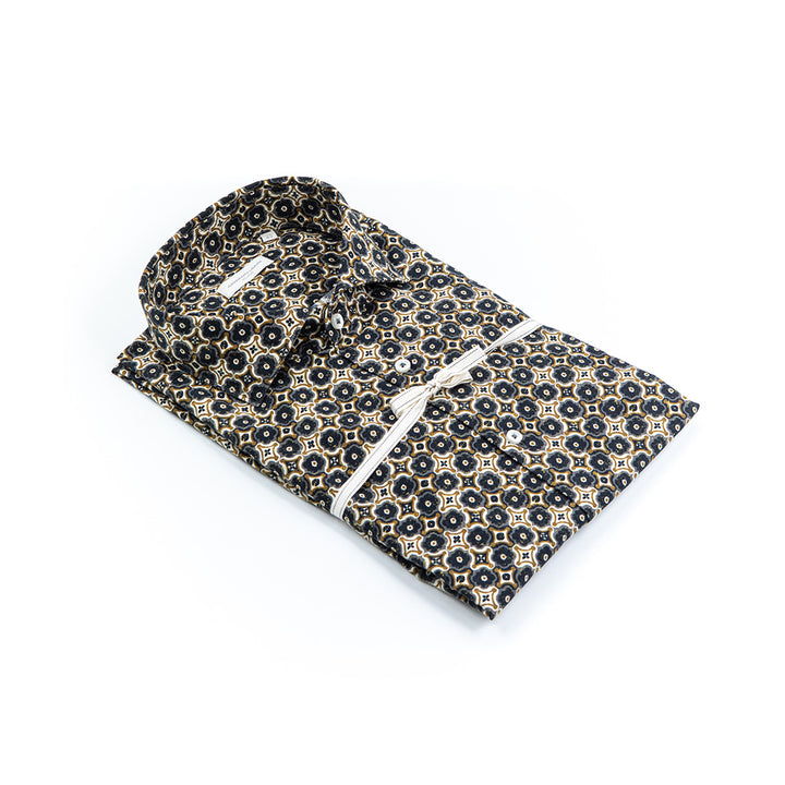 Camicia Di Cotone Stampa Geometrica – Collo francese