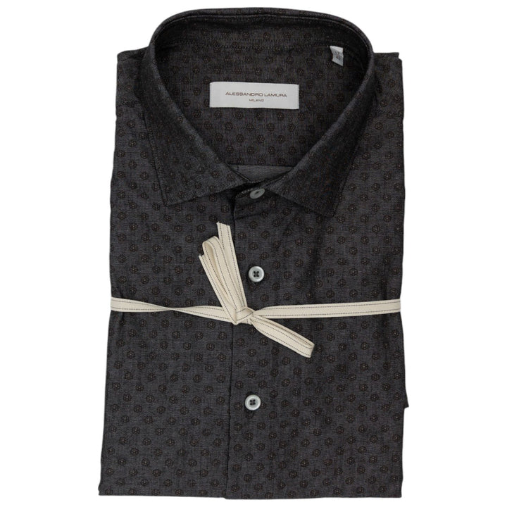 Camicia Grigio Scuro con Trama Geometrica