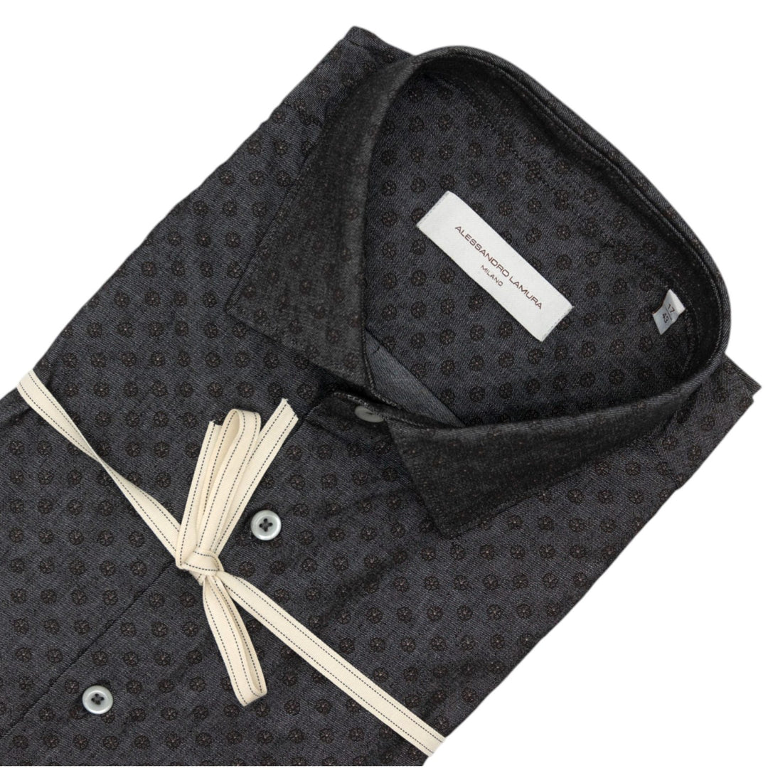 Camicia Grigio Scuro con Trama Geometrica