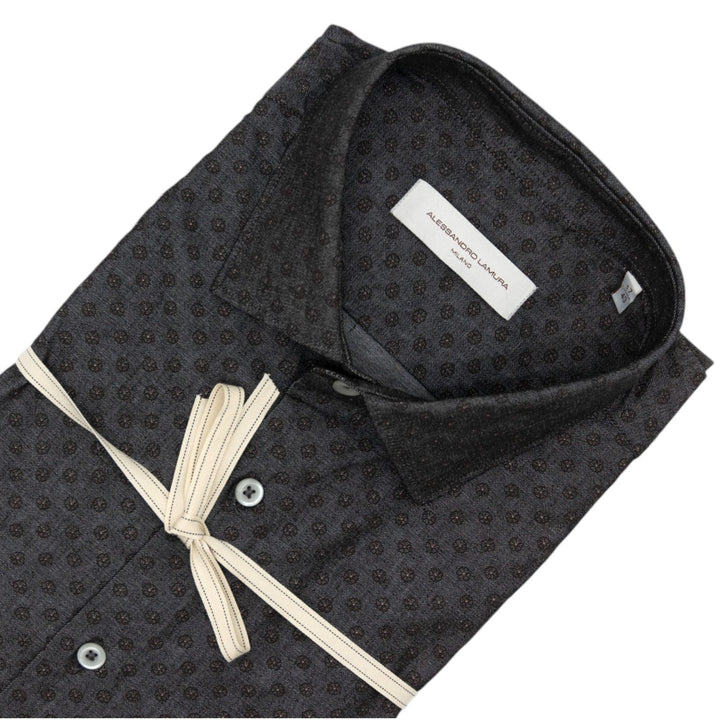 Camicia Grigio Scuro con Trama Geometrica