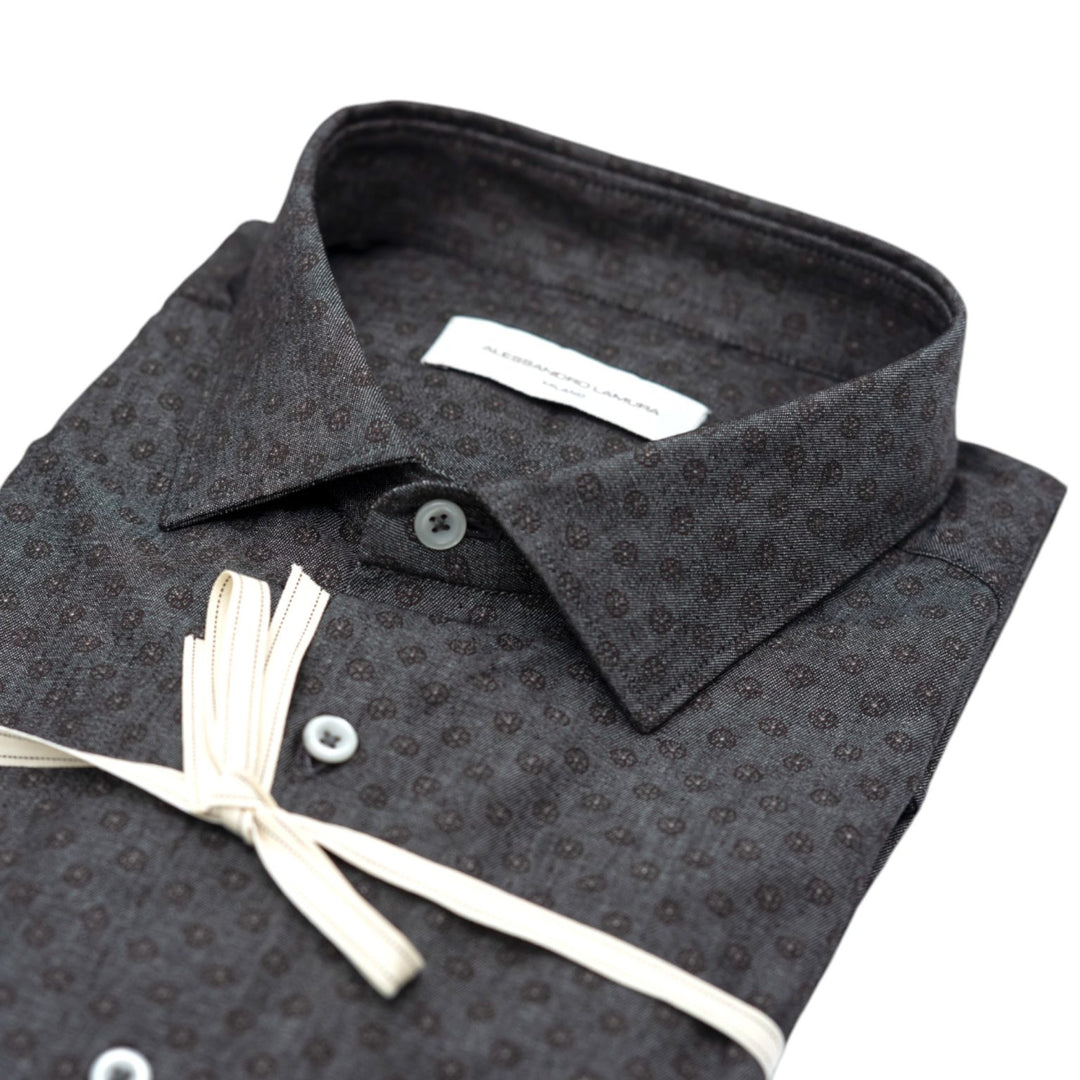 Camicia Grigio Scuro con Trama Geometrica