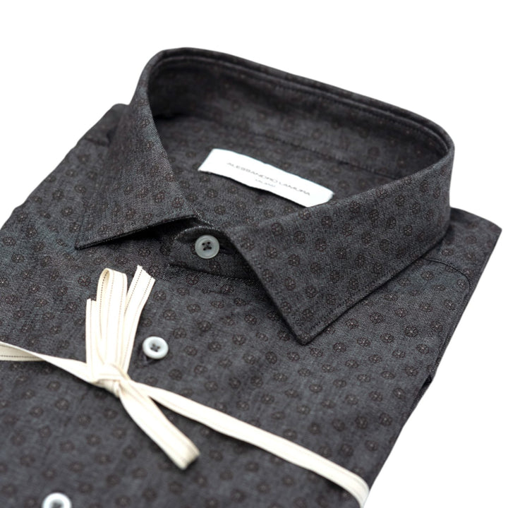 Camicia Grigio Scuro con Trama Geometrica