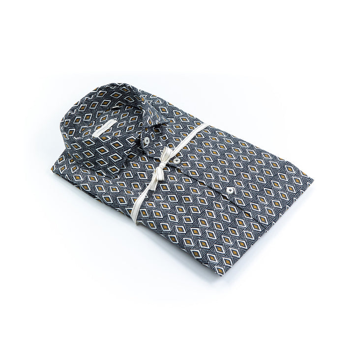 Camicia Di Cotone Stampa Rombi – Collo francese