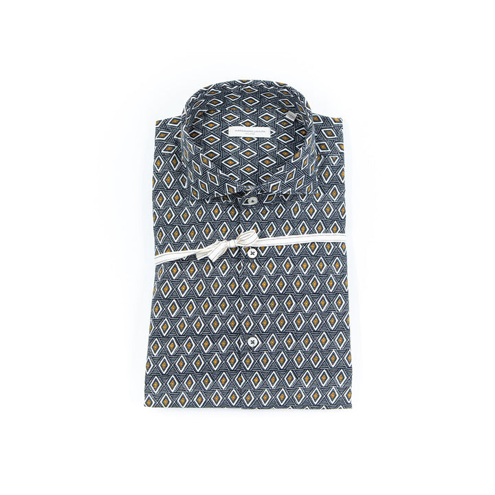 Camicia Di Cotone Stampa Rombi – Collo francese