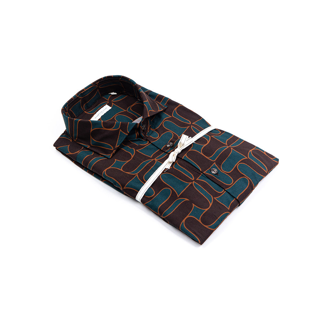 Camicia Di Viscosa Stampa Geometrica – Collo francese