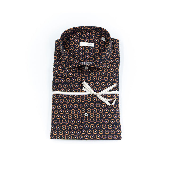 Camicia Di Cotone Stampa Geometrica Collo francese