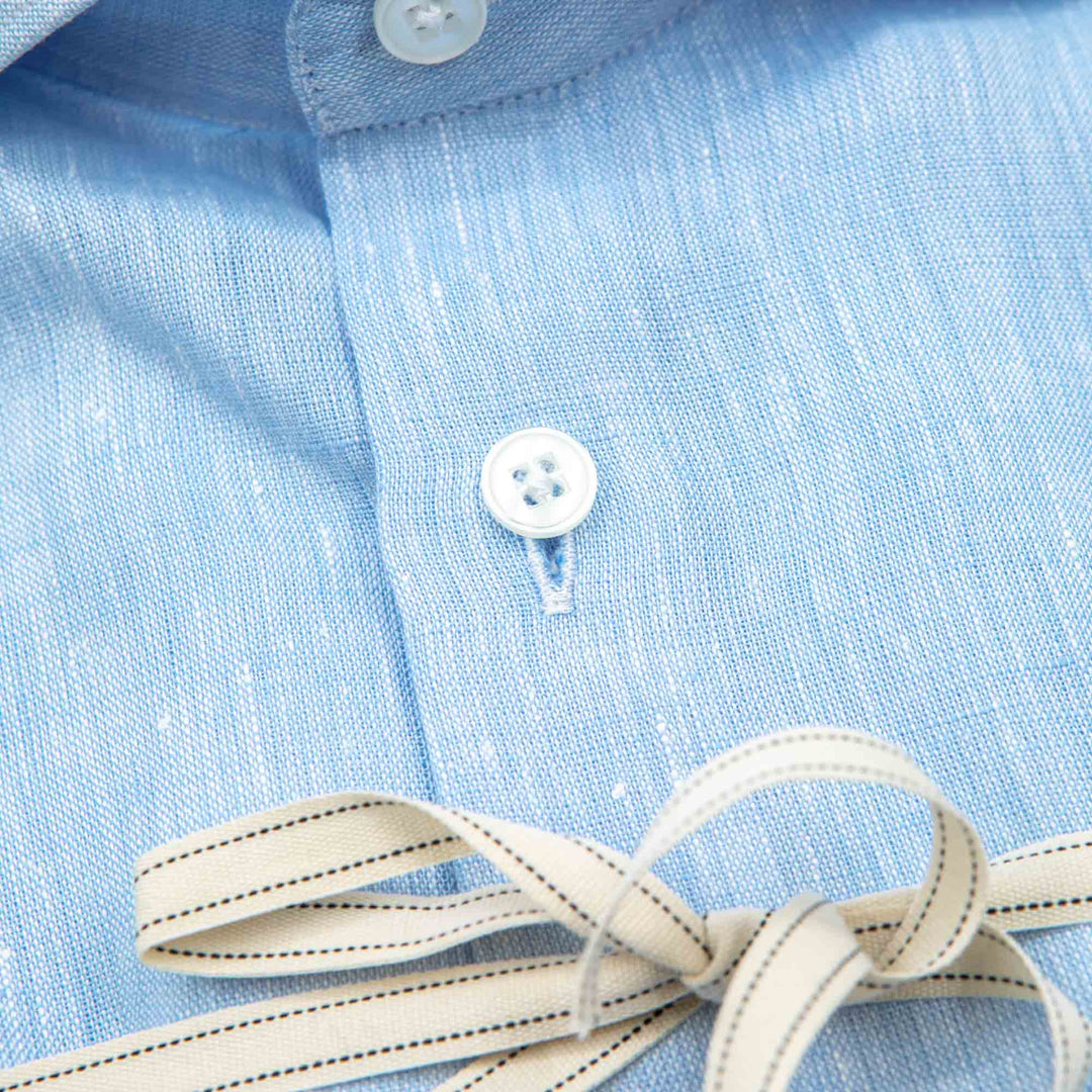 White Shirt Embroidered with Black Floral Details