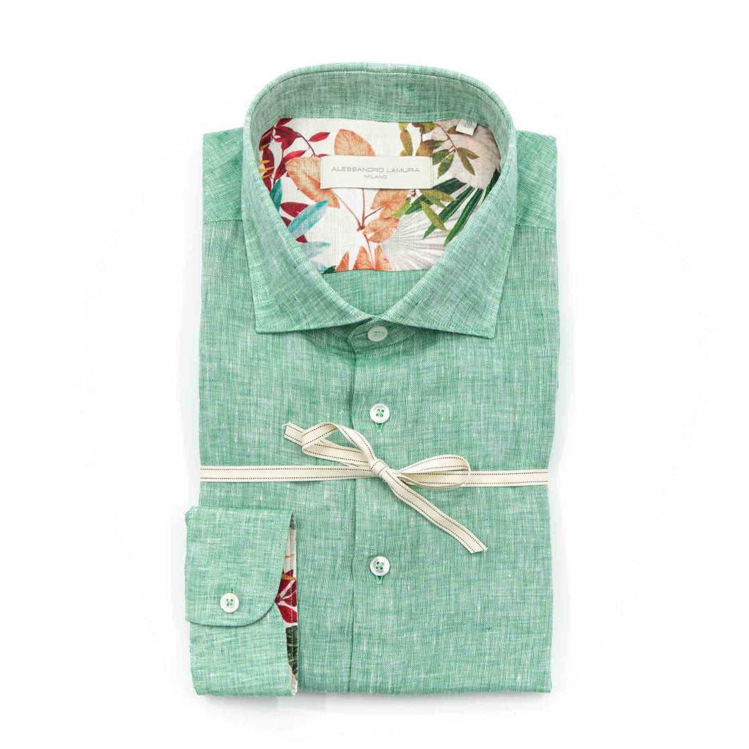 White Shirt Embroidered with Black Floral Details