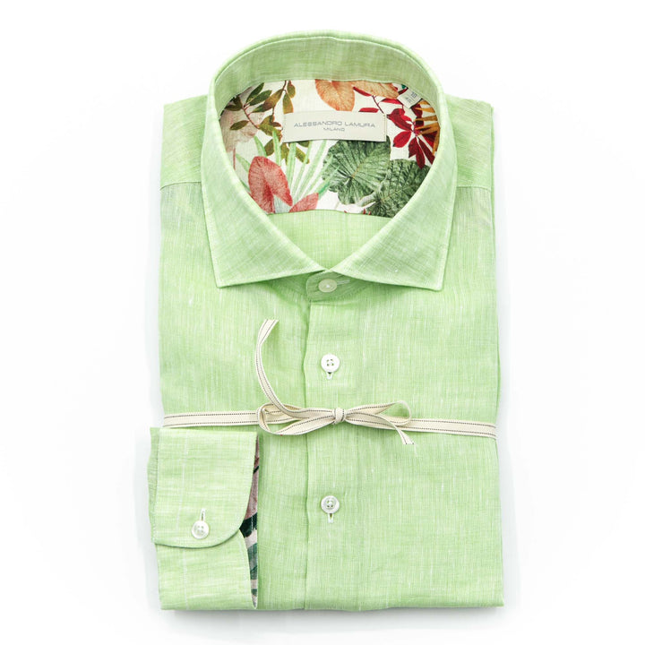 White Shirt Embroidered with Black Floral Details