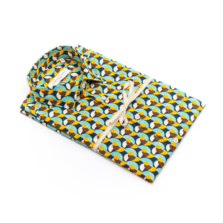 Camicia Fantasia Geometrica Retrò Multicolor