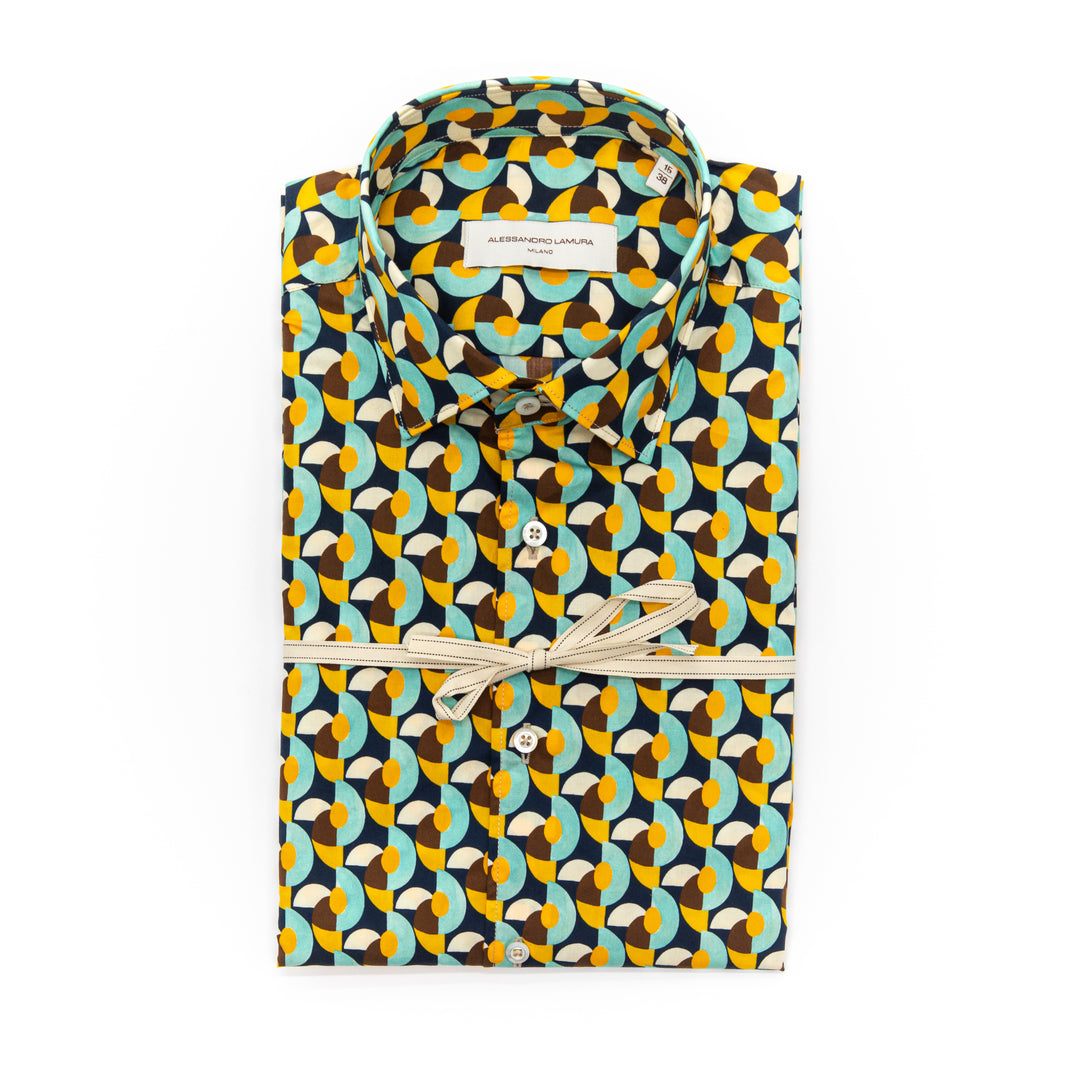 Camicia Fantasia Geometrica Retrò Multicolor