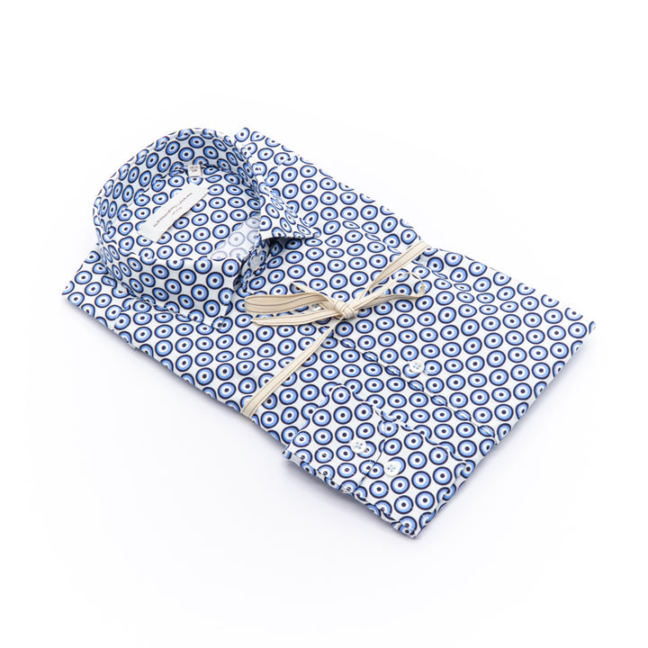 Camicia Fantasia Cerchi Blu