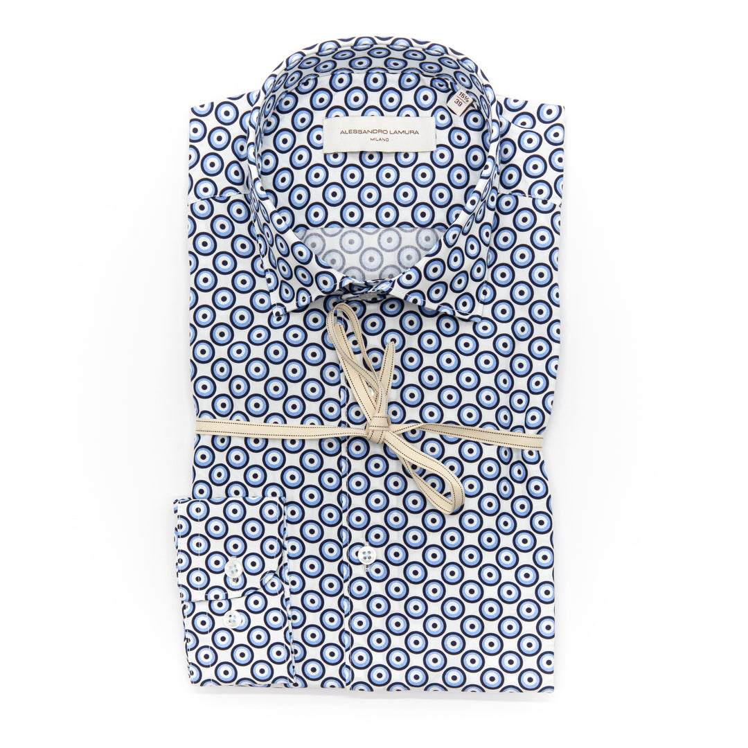 Camicia Fantasia Cerchi Blu