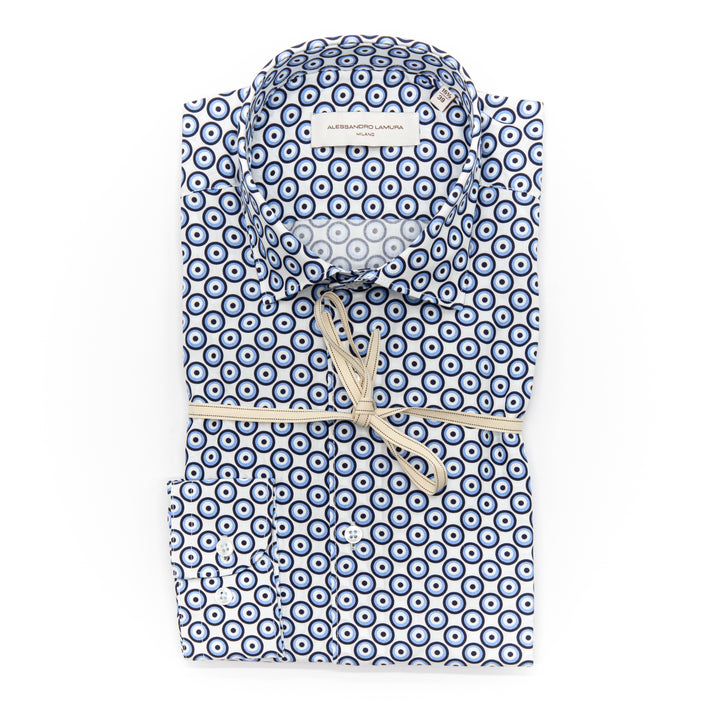 Camicia Fantasia Cerchi Blu