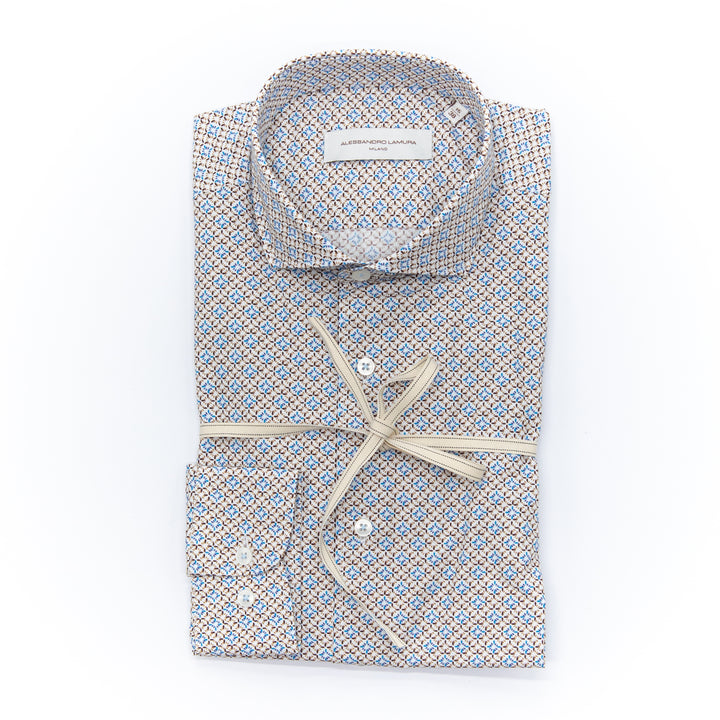 White Shirt Embroidered with Black Floral Details