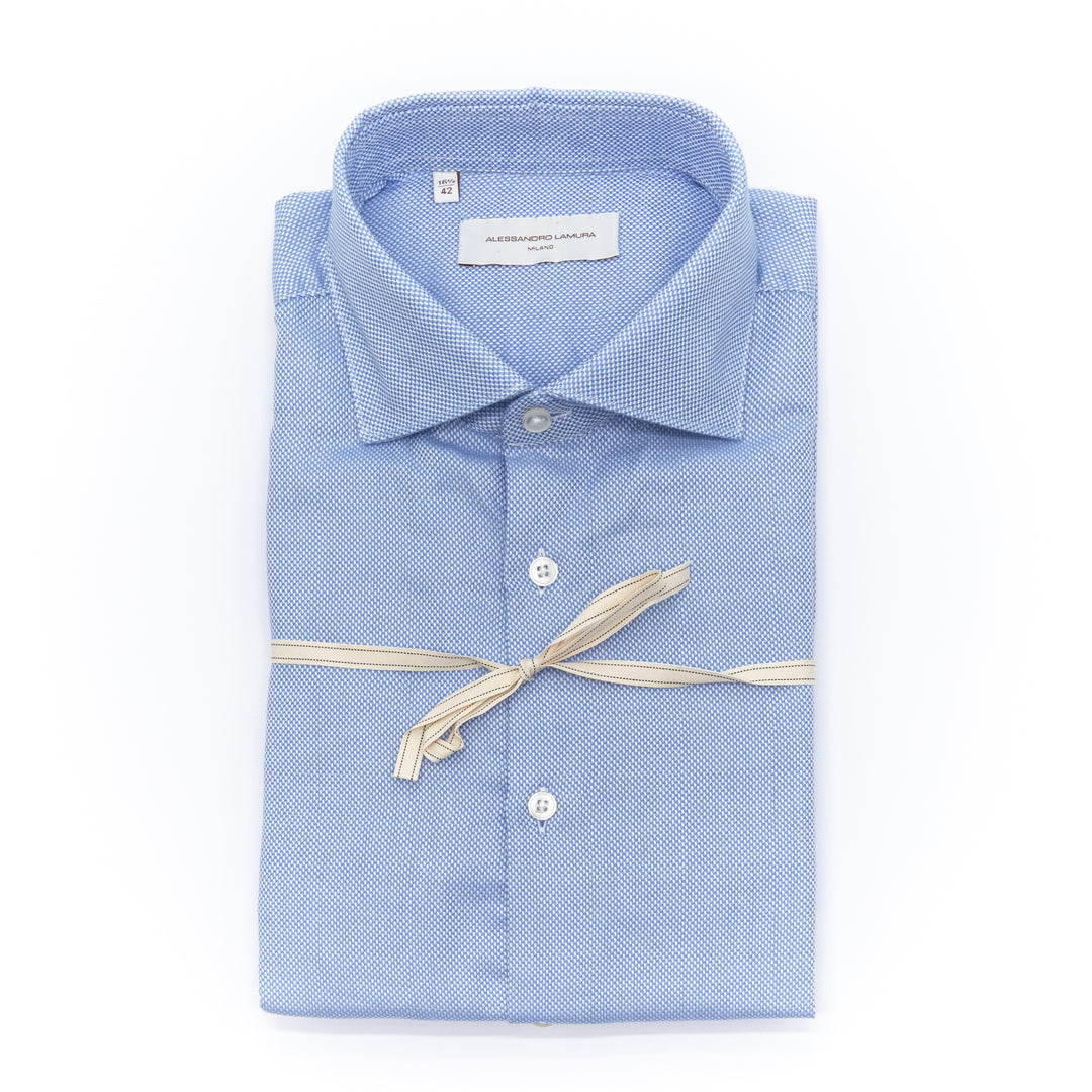 Camicia Azzurra Microdisegno Puntinato