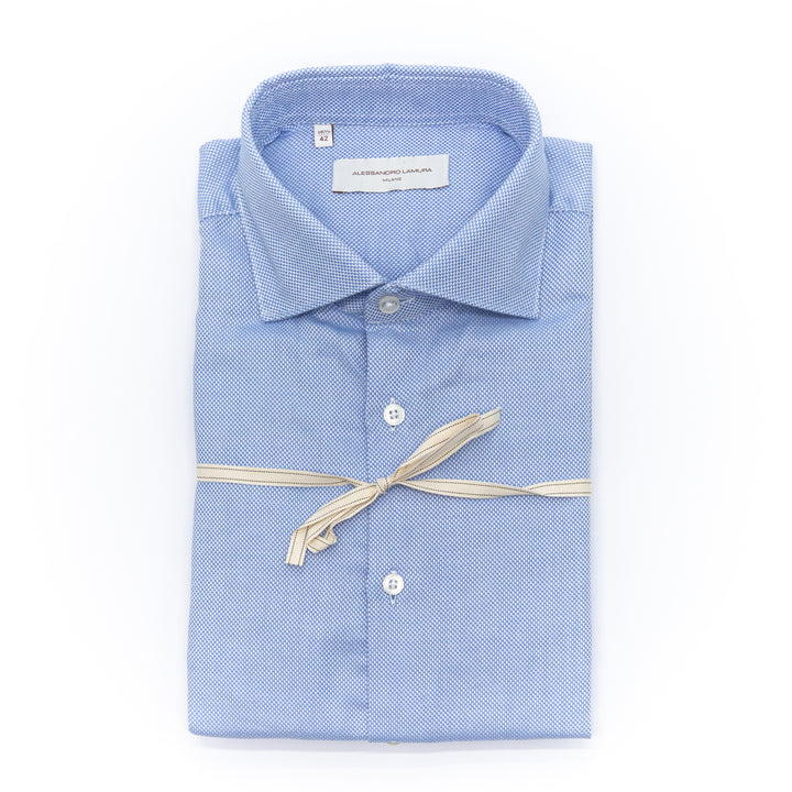 Camicia Azzurra Microdisegno Puntinato