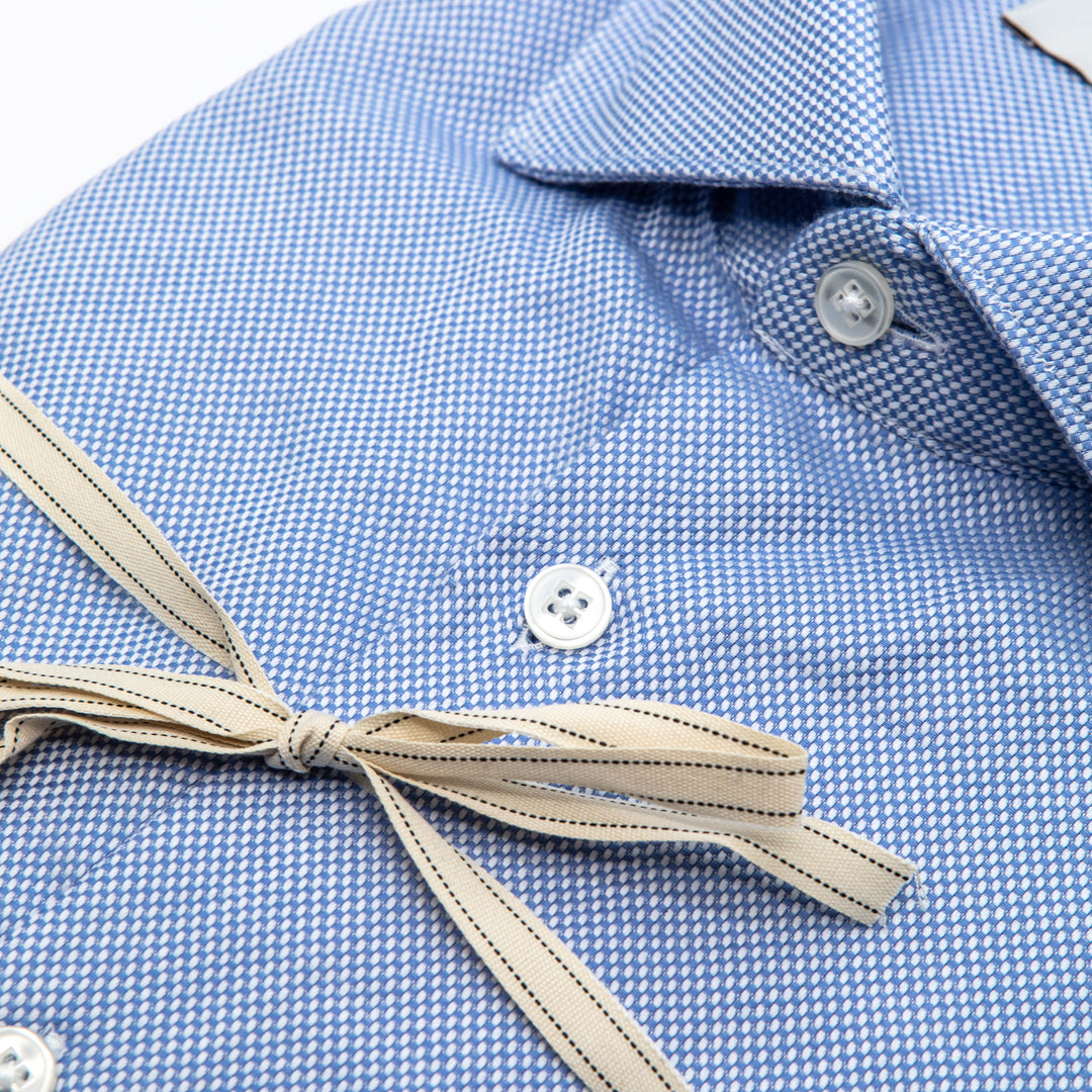 Camicia Azzurra Microdisegno Puntinato