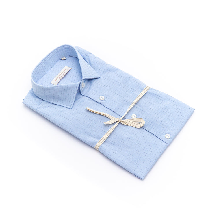 Camicia Azzurra Microquadro Puntinato