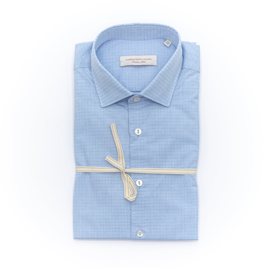 Camicia Azzurra Microquadro Puntinato