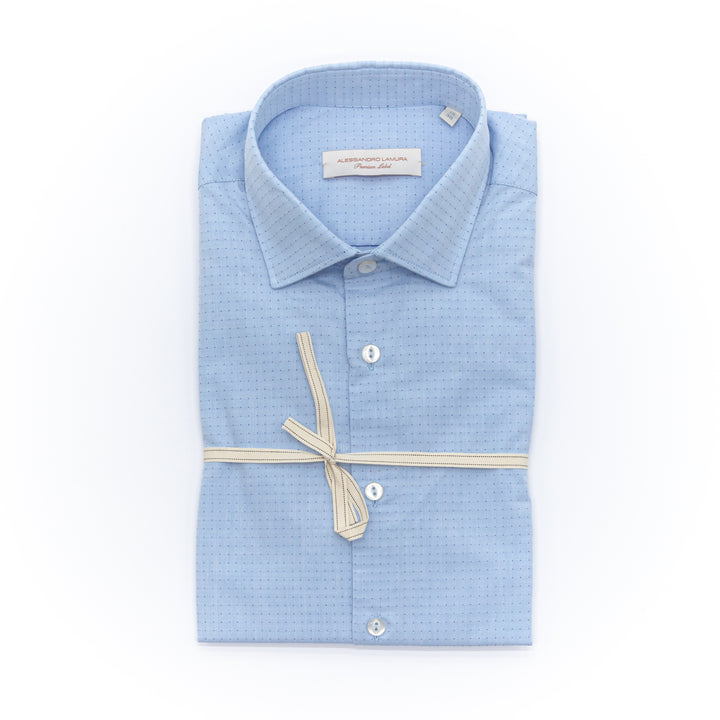 Camicia Azzurra Microquadro Puntinato