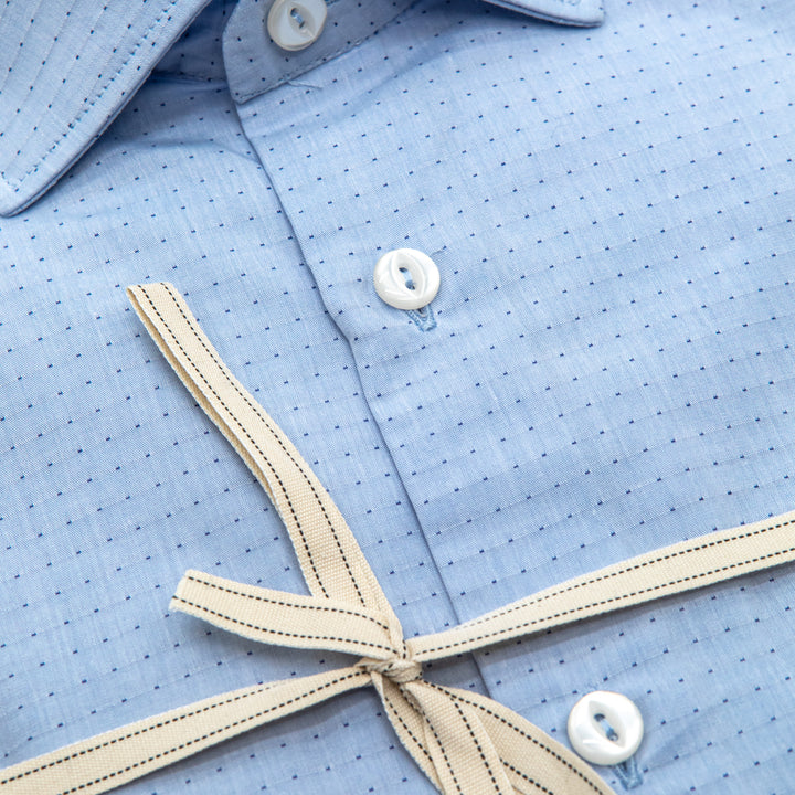 Camicia Azzurra Microquadro Puntinato