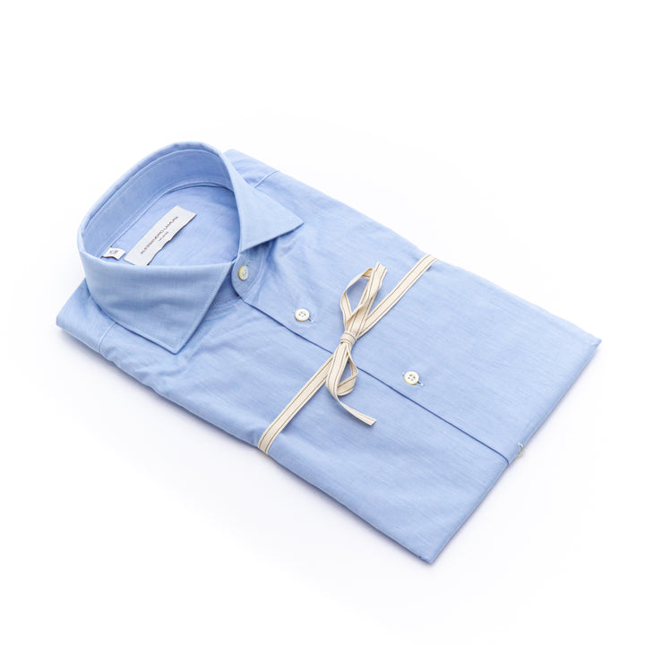 Camicia Celeste in Cotone Chambray