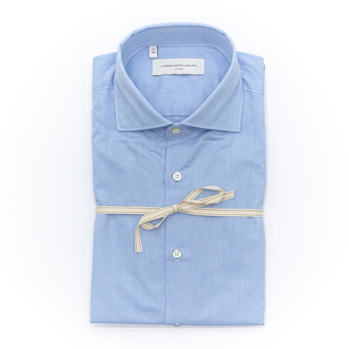 Camicia Celeste in Cotone Chambray