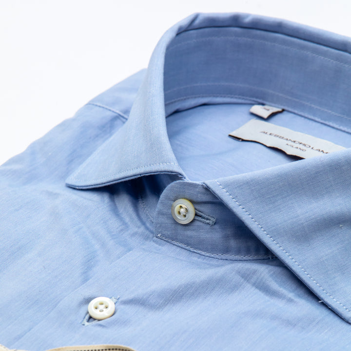 Camicia Celeste in Cotone Chambray