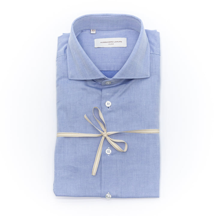 Camicia Celeste in Cotone Oxford