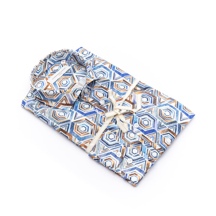 White Shirt Embroidered with Black Floral Details