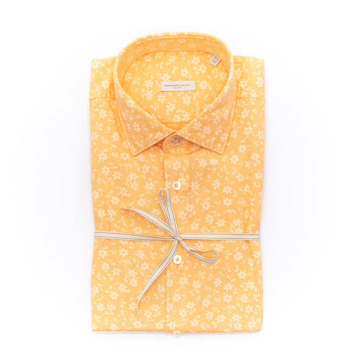 Camicia Gialla a Fiori Ton-sur-Ton