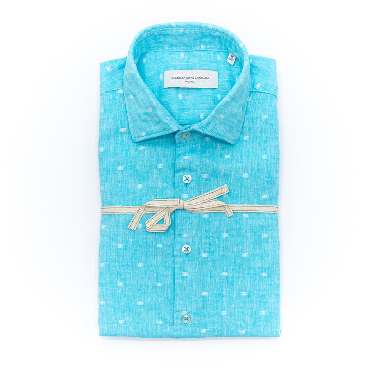 White Shirt Embroidered with Black Floral Details