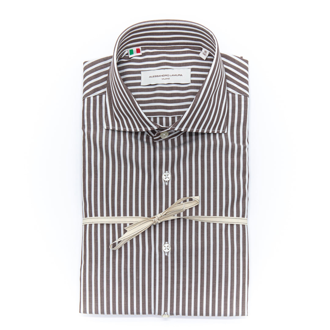 Camicia a Righe Marroni e Bianche