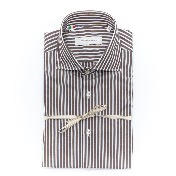 Camicia a Righe Marroni e Bianche