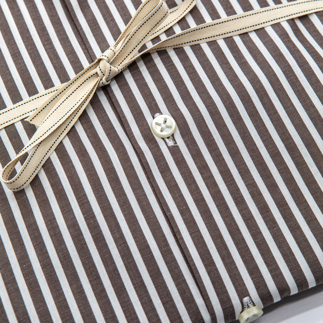 Camicia a Righe Marroni e Bianche