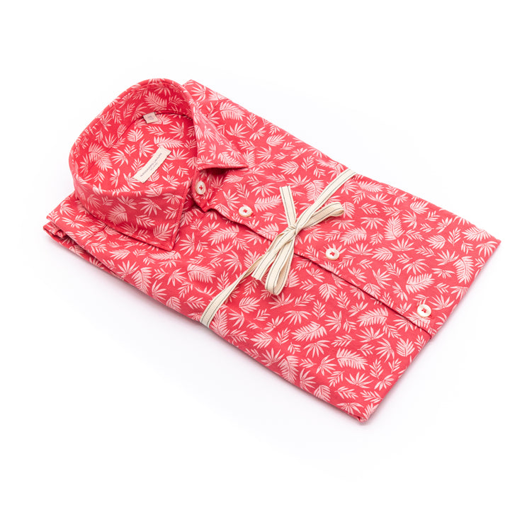 Camicia Fantasia Foglie Corallo