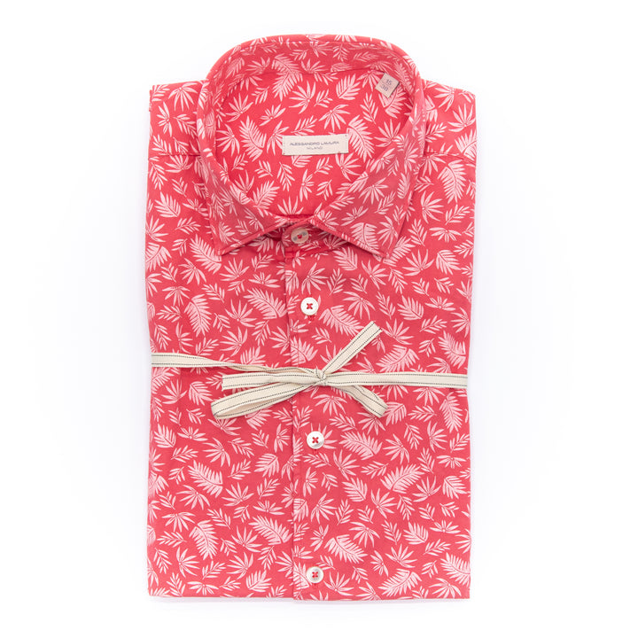 Camicia Fantasia Foglie Corallo