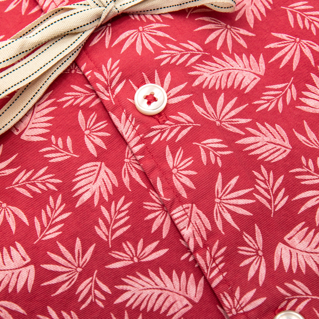 Camicia Fantasia Foglie Corallo