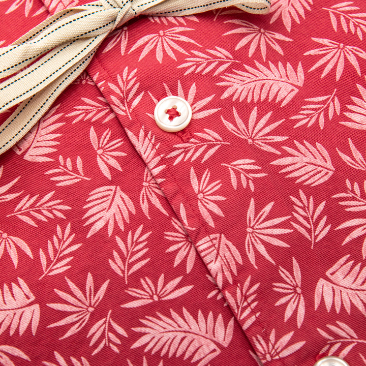 Camicia Fantasia Foglie Corallo