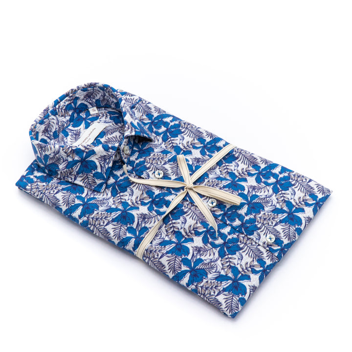 Camicia Fantasia Fiori Blu